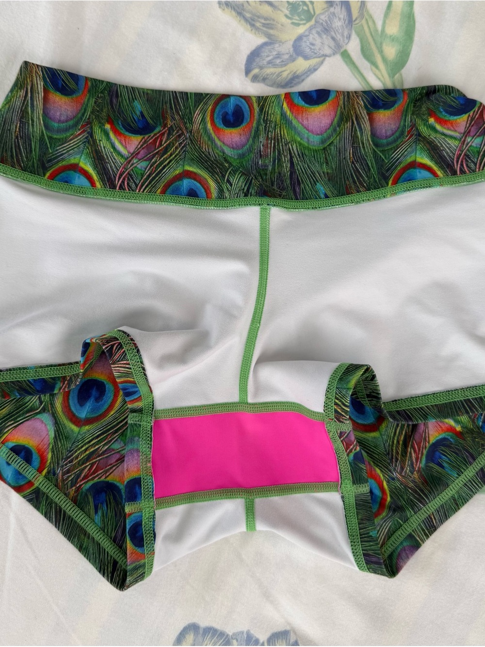 Peachy Peacock Feather Print Athletic Shorts - Picture 4 of 4
